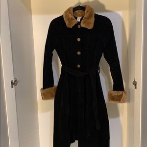 Long Black velour button up jacket